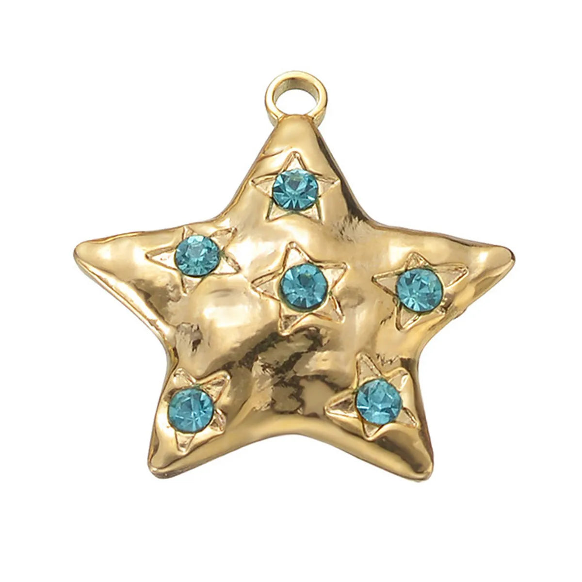 5 Pcs/Package Simple Style Star Stainless Steel Plating Inlay Pendant Jewelry Accessories