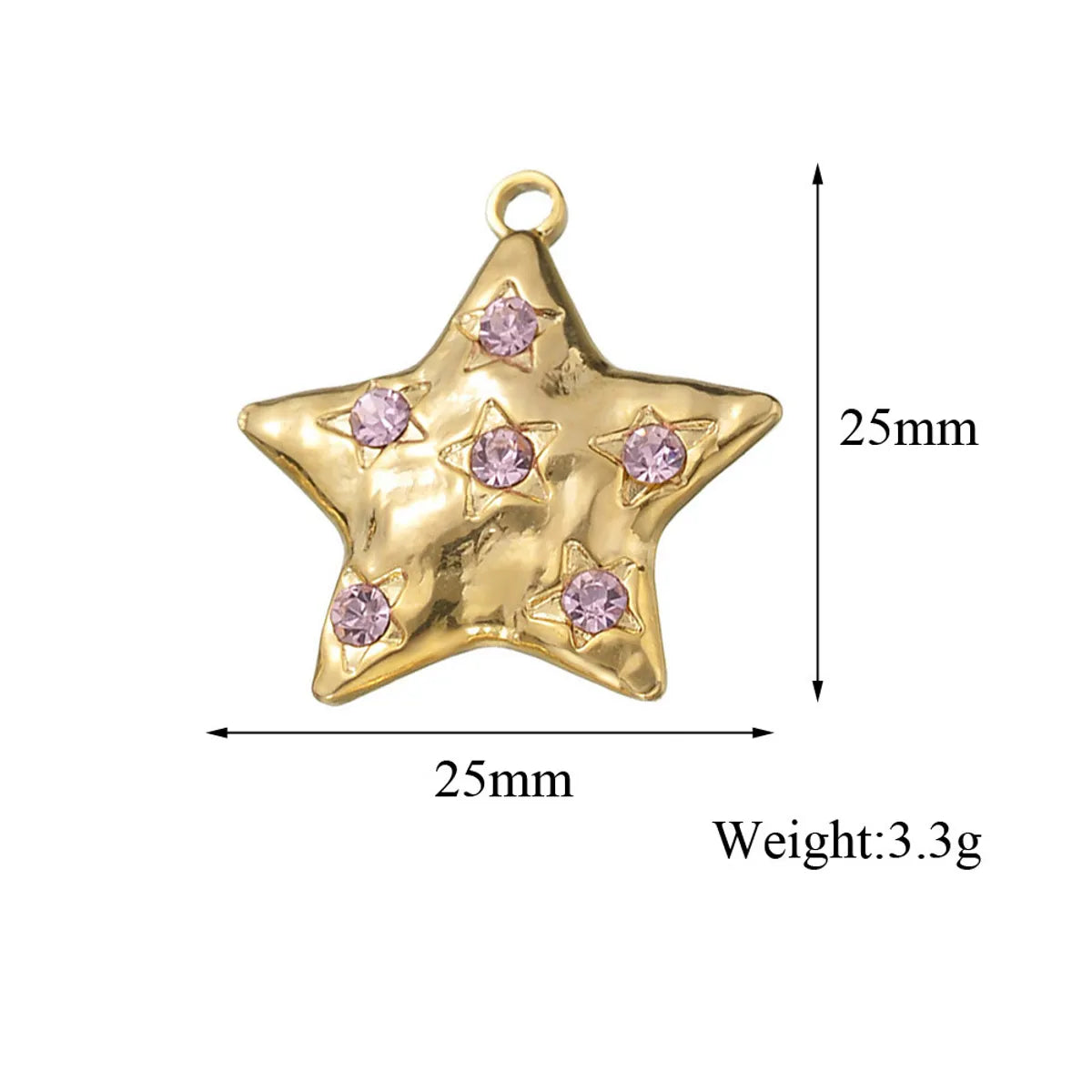 5 Pcs/Package Simple Style Star Stainless Steel Plating Inlay Pendant Jewelry Accessories