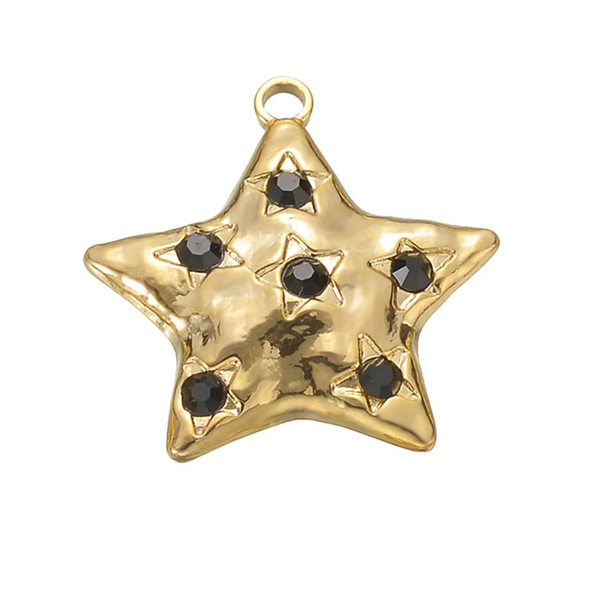 5 Pcs/Package Simple Style Star Stainless Steel Plating Inlay Pendant Jewelry Accessories