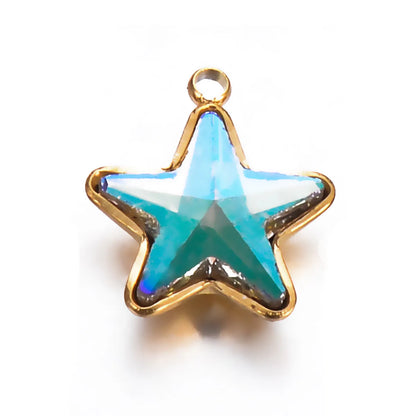 5 Pcs/Package Simple Style Star Stainless Steel Plating Inlay Pendant Jewelry Accessories