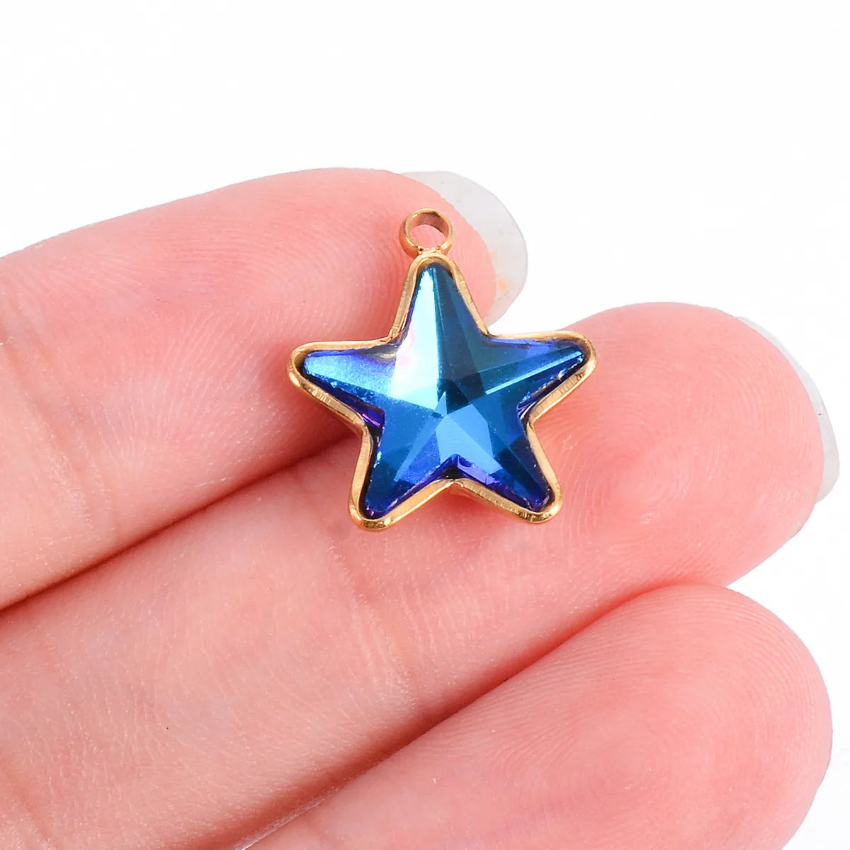 5 Pcs/Package Simple Style Star Stainless Steel Plating Inlay Pendant Jewelry Accessories