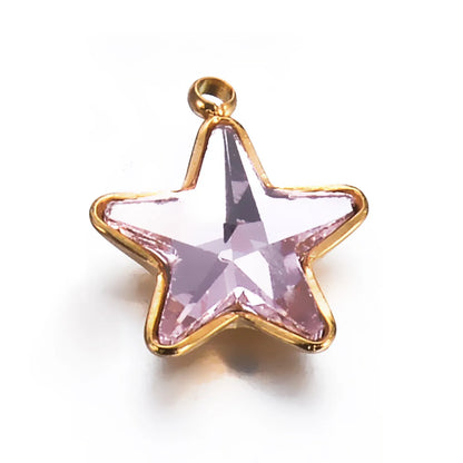 5 Pcs/Package Simple Style Star Stainless Steel Plating Inlay Pendant Jewelry Accessories