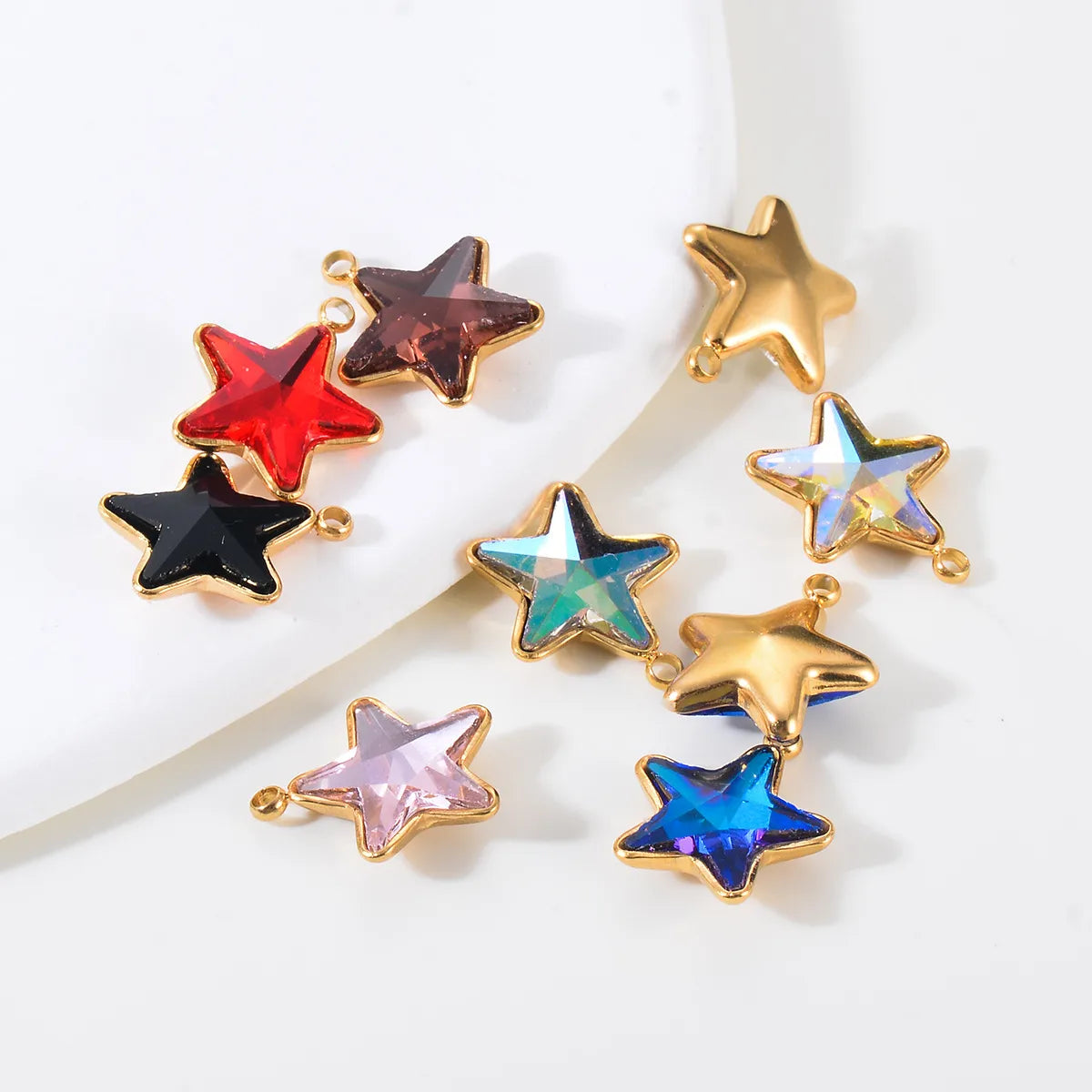 5 Pcs/Package Simple Style Star Stainless Steel Plating Inlay Pendant Jewelry Accessories