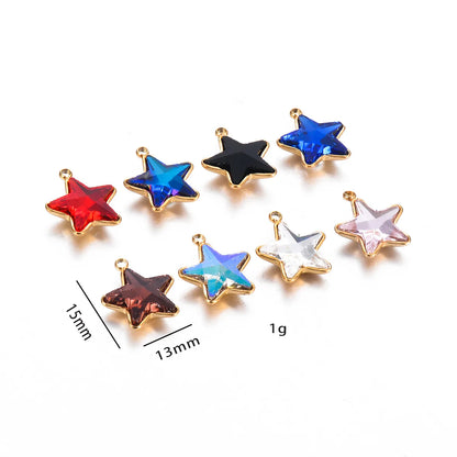 5 Pcs/Package Simple Style Star Stainless Steel Plating Inlay Pendant Jewelry Accessories