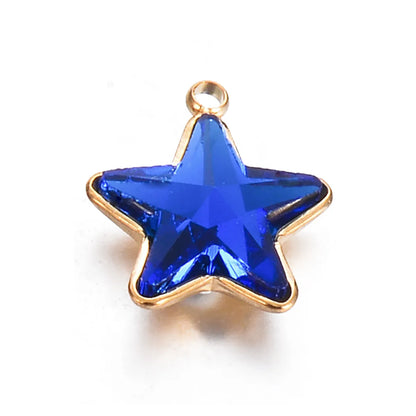 5 Pcs/Package Simple Style Star Stainless Steel Plating Inlay Pendant Jewelry Accessories