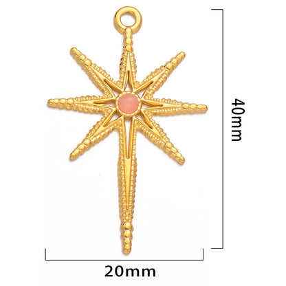 5 Pcs/Package Simple Style Star Stainless Steel Plating Inlay Pendant Jewelry Accessories