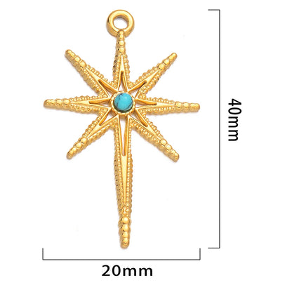 5 Pcs/Package Simple Style Star Stainless Steel Plating Inlay Pendant Jewelry Accessories