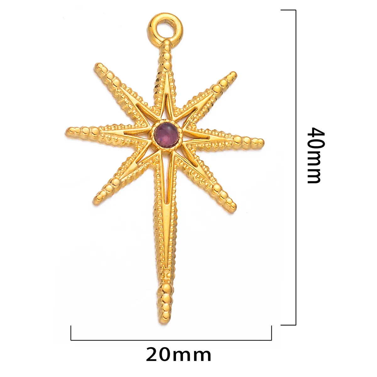 5 Pcs/Package Simple Style Star Stainless Steel Plating Inlay Pendant Jewelry Accessories