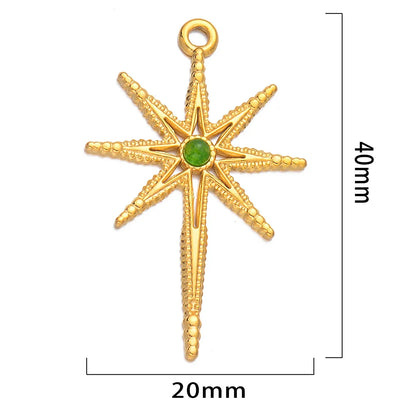 5 Pcs/Package Simple Style Star Stainless Steel Plating Inlay Pendant Jewelry Accessories