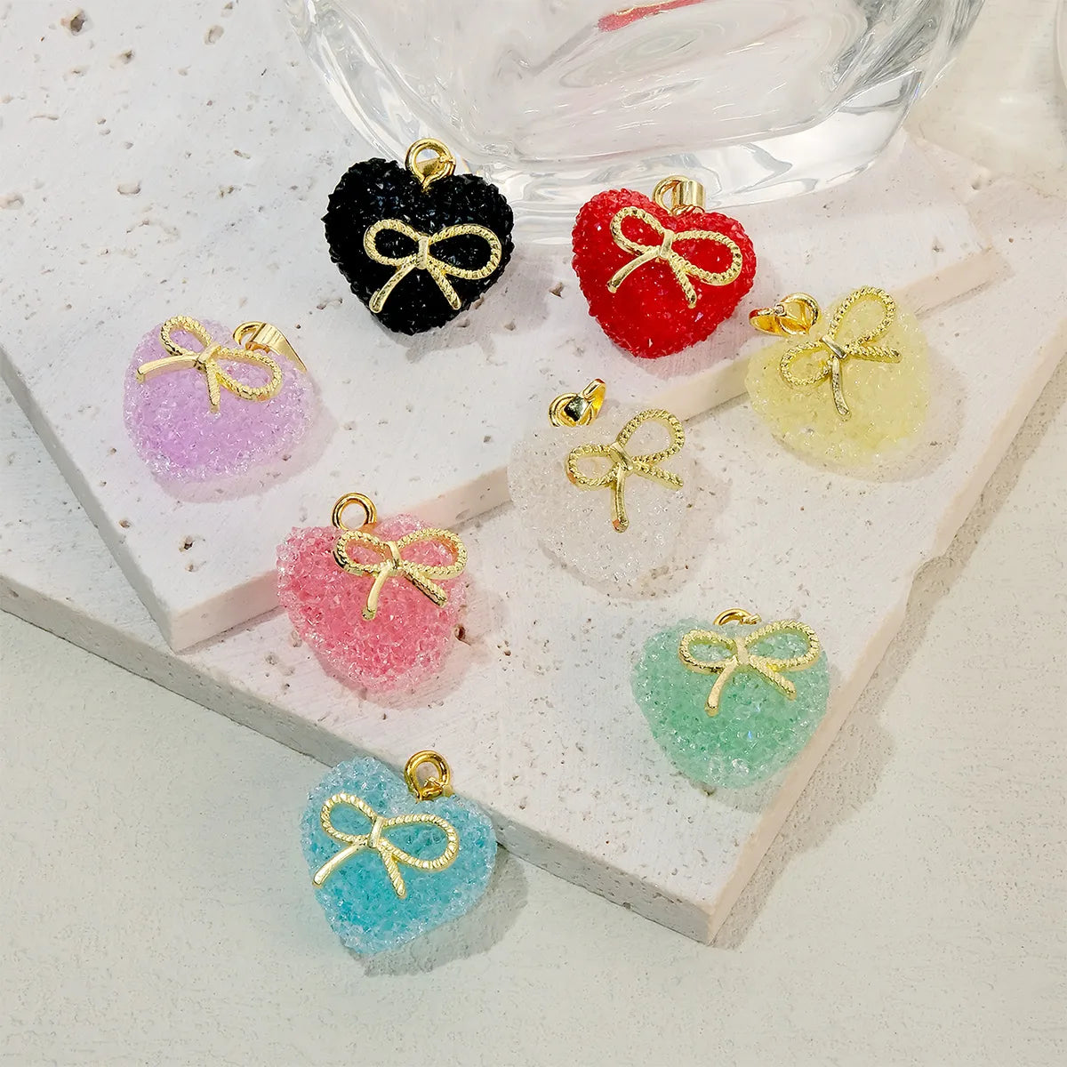 5 PCS/Package Synthetic Resin Copper 18K Gold Plated Heart Shape Pendant