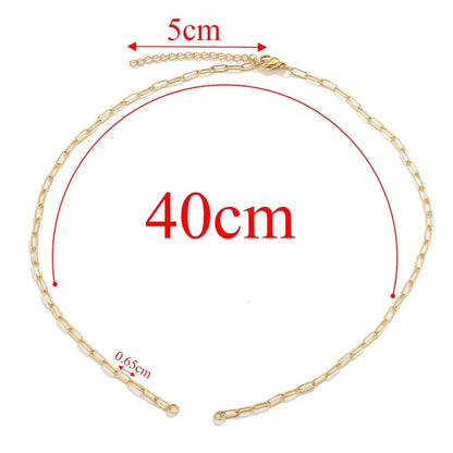 5 Pieces 304 Stainless Steel Gold Plated Solid Color Chain