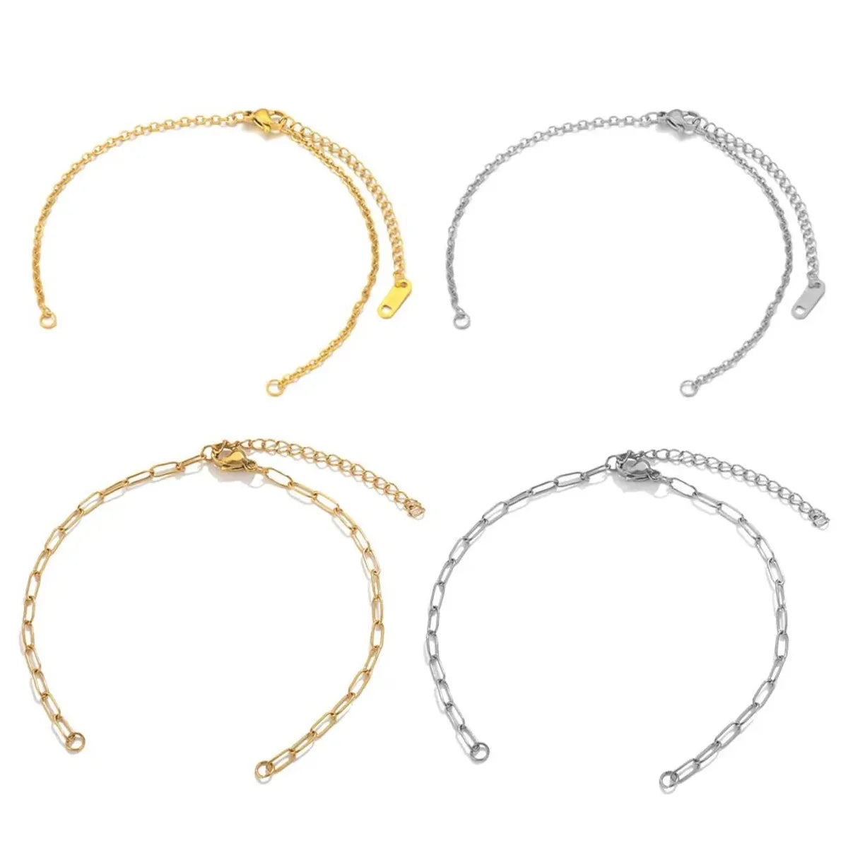 5 Pieces 304 Stainless Steel Gold Plated Solid Color Chain