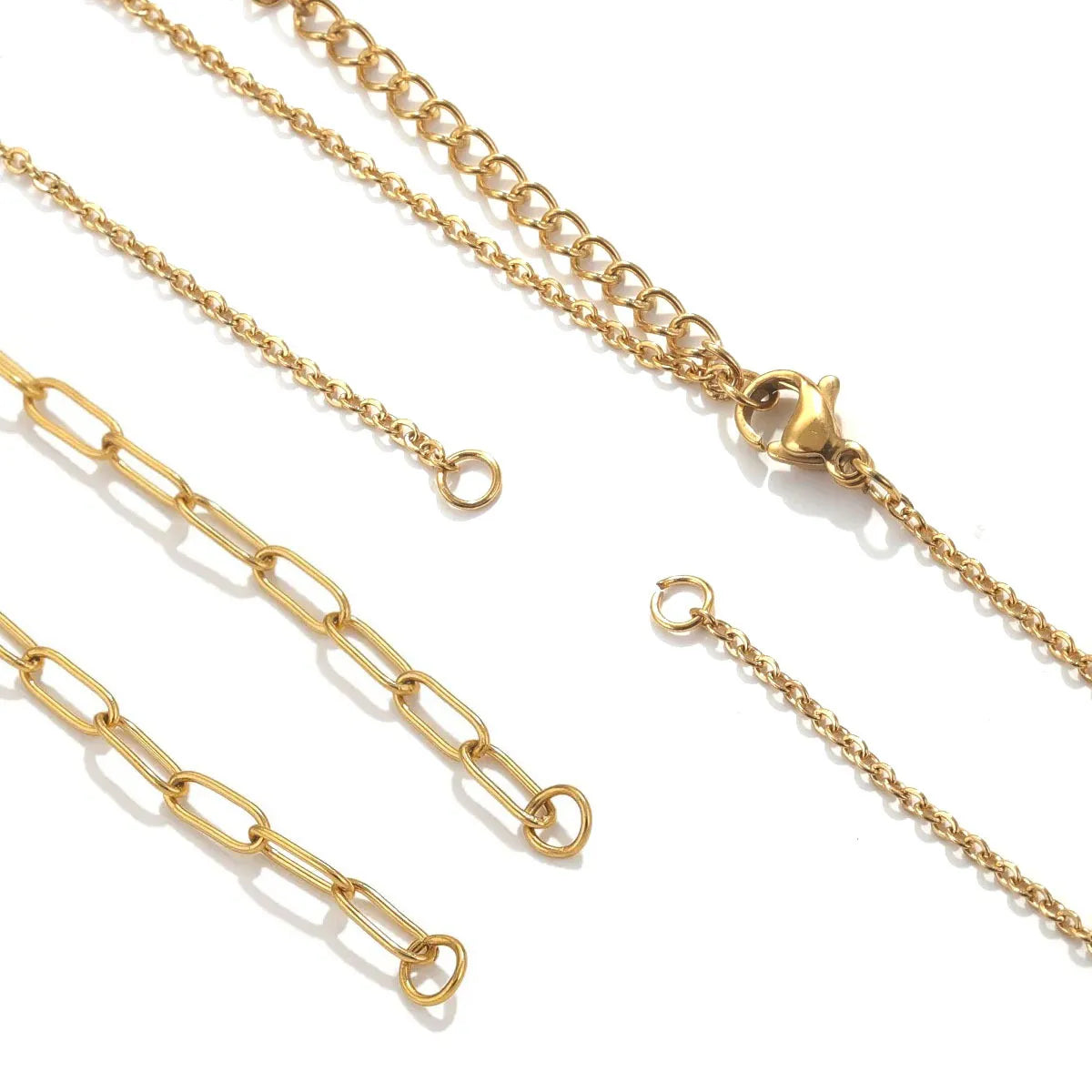 5 Pieces 304 Stainless Steel Gold Plated Solid Color Chain