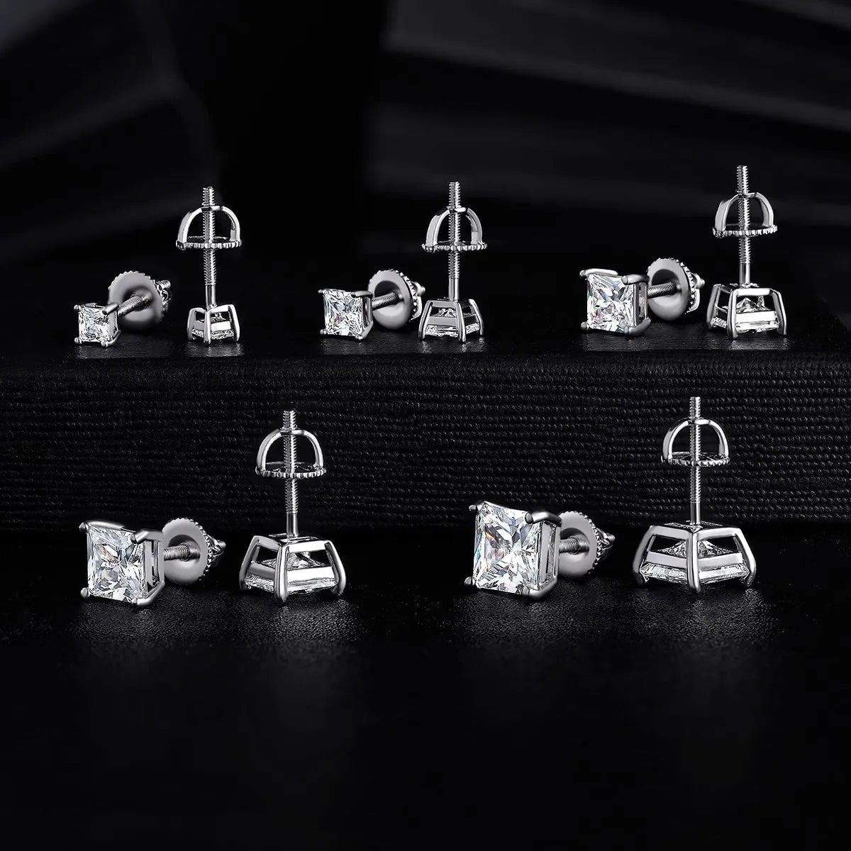 5 Pieces Set Simple Style Geometric Inlay Copper Zircon 18K Gold Plated Ear Studs