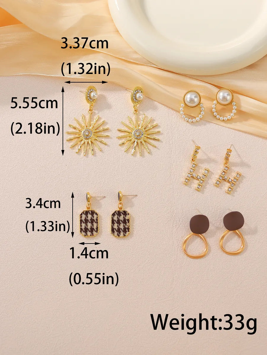 5 Pieces Set Sweet Flower Bow Knot Plating Inlay Alloy Artificial Gemstones Artificial Pearls Resin 14k Gold Plated 18k Gold Plated Drop Earrings Ear Studs