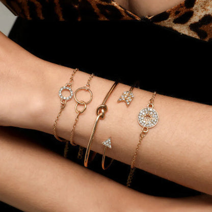 5 Sets Of Bracelets Trend Stars Circles Diamond Drill Bracelet Fashion Arrow Suit Bracelet Wholesale Gooddiy