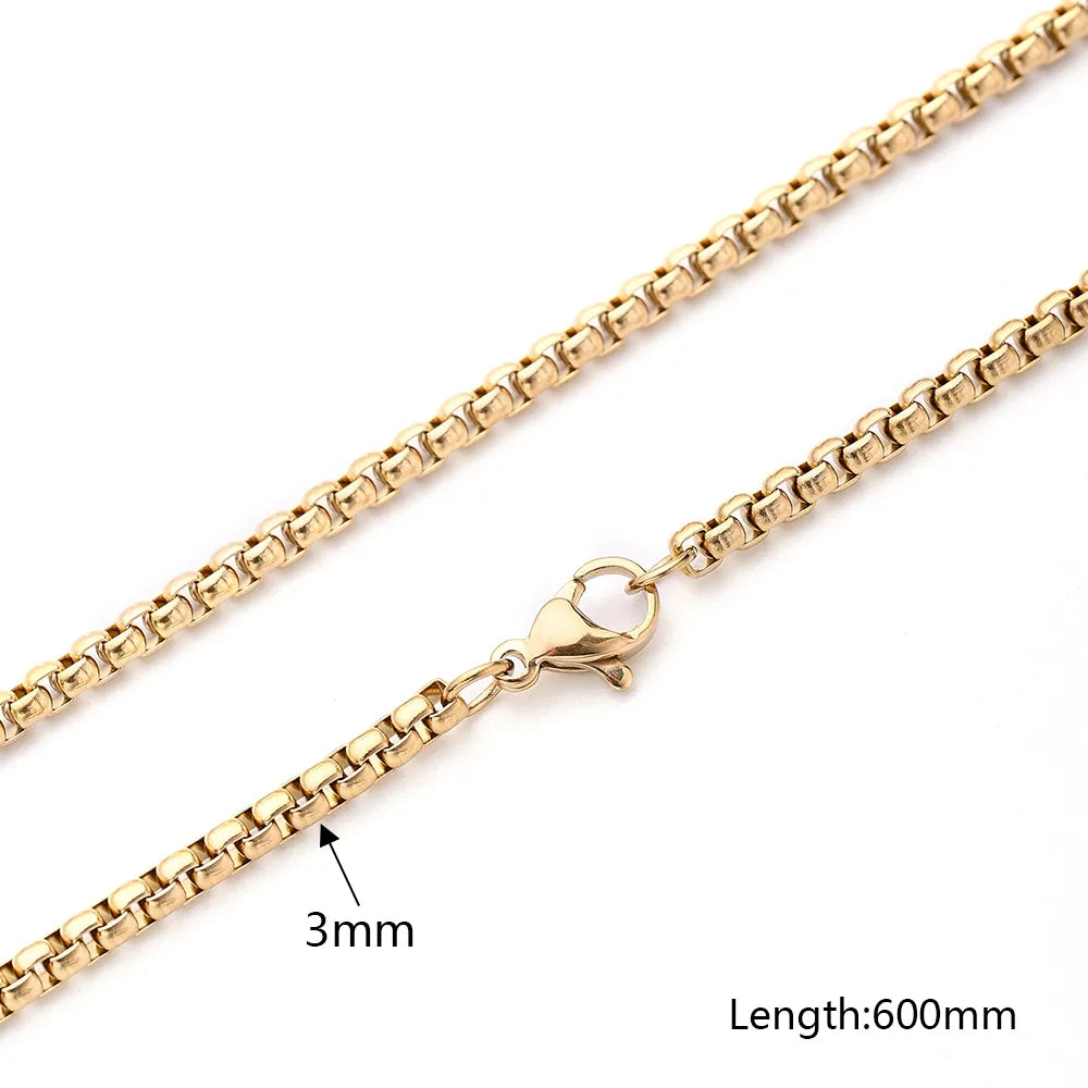 5 Strands/Package 304 Stainless Steel Gold Plated Solid Color Polished Chain