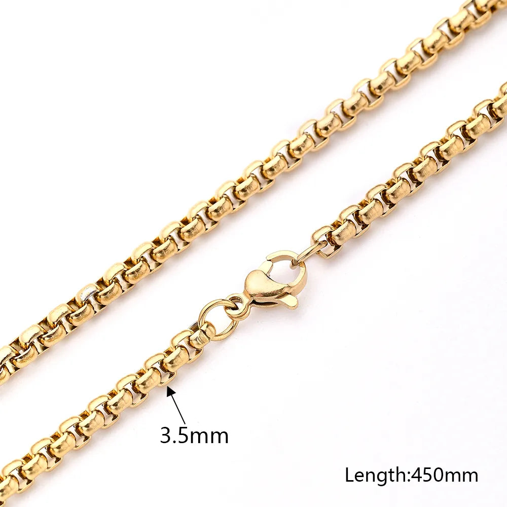 5 Strands/Package 304 Stainless Steel Gold Plated Solid Color Polished Chain