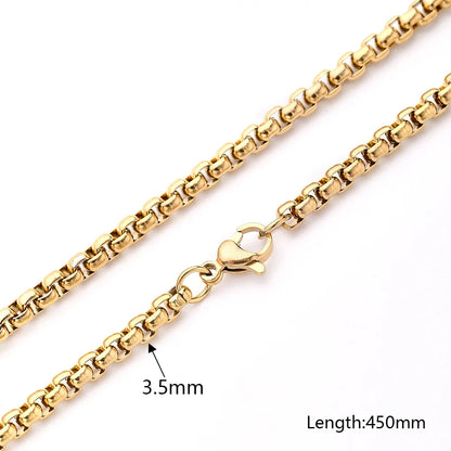 5 Strands/Package 304 Stainless Steel Gold Plated Solid Color Polished Chain