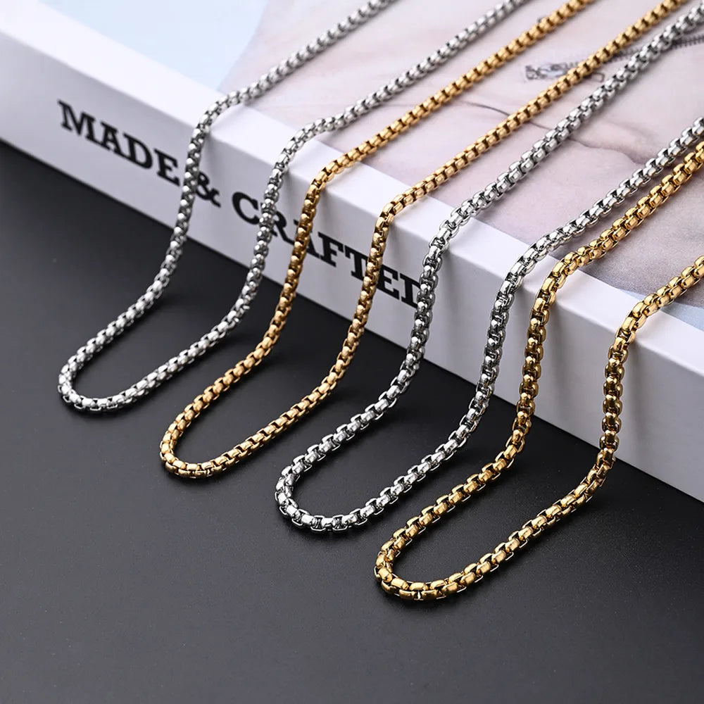 5 Strands/Package 304 Stainless Steel Gold Plated Solid Color Polished Chain