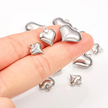 50 PCS/Package 11.5 * 13mm 16.3 * 17mm 9 * 11mm Stainless Steel Heart Shape Polished Pendant