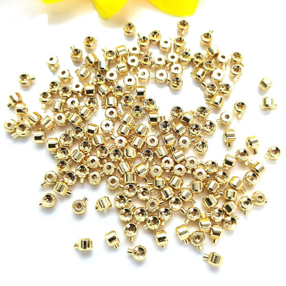 50 PCS/Package 3.2mm Copper 14K Gold Plated Solid Color Polished Jewelry Buckle