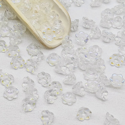 50 PCS/Package 7 * 12mm Glass Flower Beads