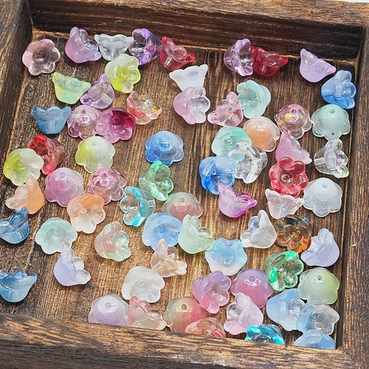 50 PCS/Package 7 * 12mm Glass Flower Beads