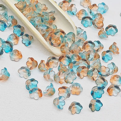 50 PCS/Package 7 * 12mm Glass Flower Beads