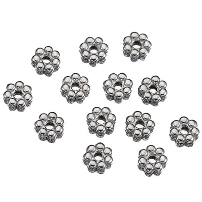 50 PCS/Package Diameter 4mm Diameter 5mm Diameter 6 Mm Hole 1~1.9mm Hole 2~2.9mm 304 Stainless Steel 18K Gold Plated Flower Polished Spacer Bars