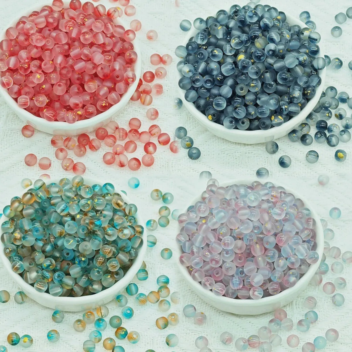 50 PCS/Package Glass Glass Round Beads