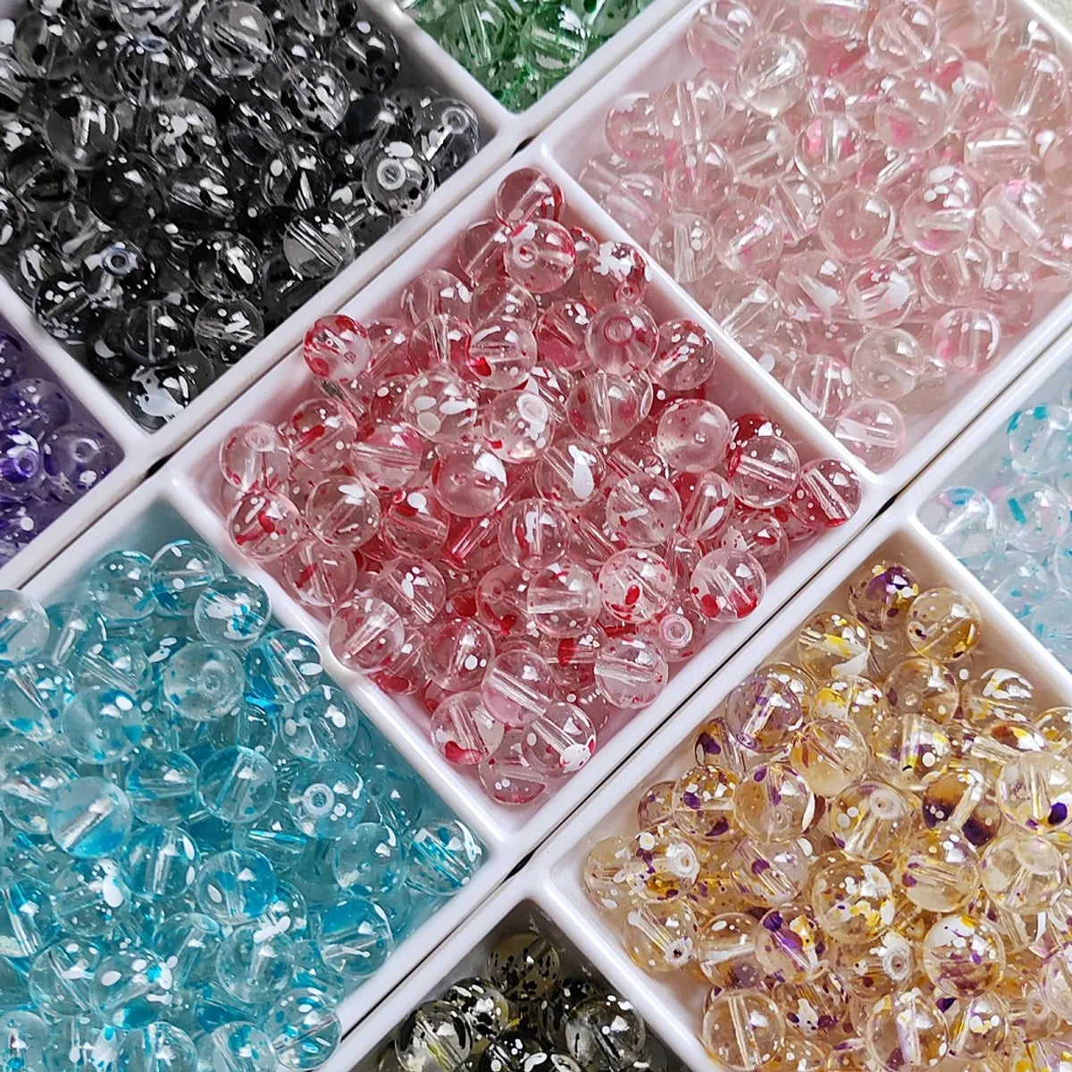 50 PCS/Package Glass Glass Solid Color Beads