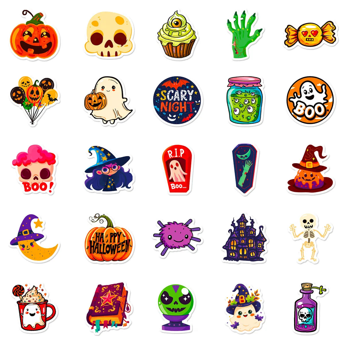 50 PCS/Package Halloween Pattern School Halloween PP Cute Stickers