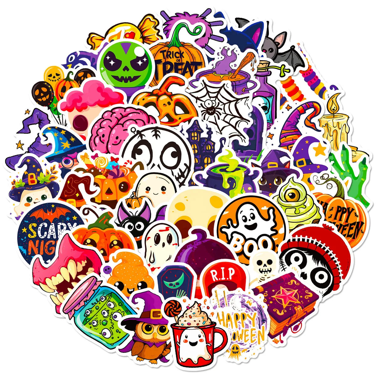 50 PCS/Package Halloween Pattern School Halloween PP Cute Stickers