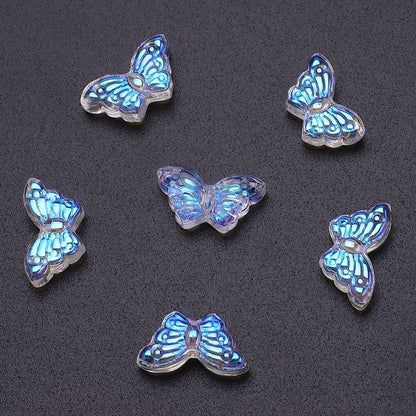 50 PCS/Package 8 * 15mm Hole 1~1.9mm Glass Butterfly Beads