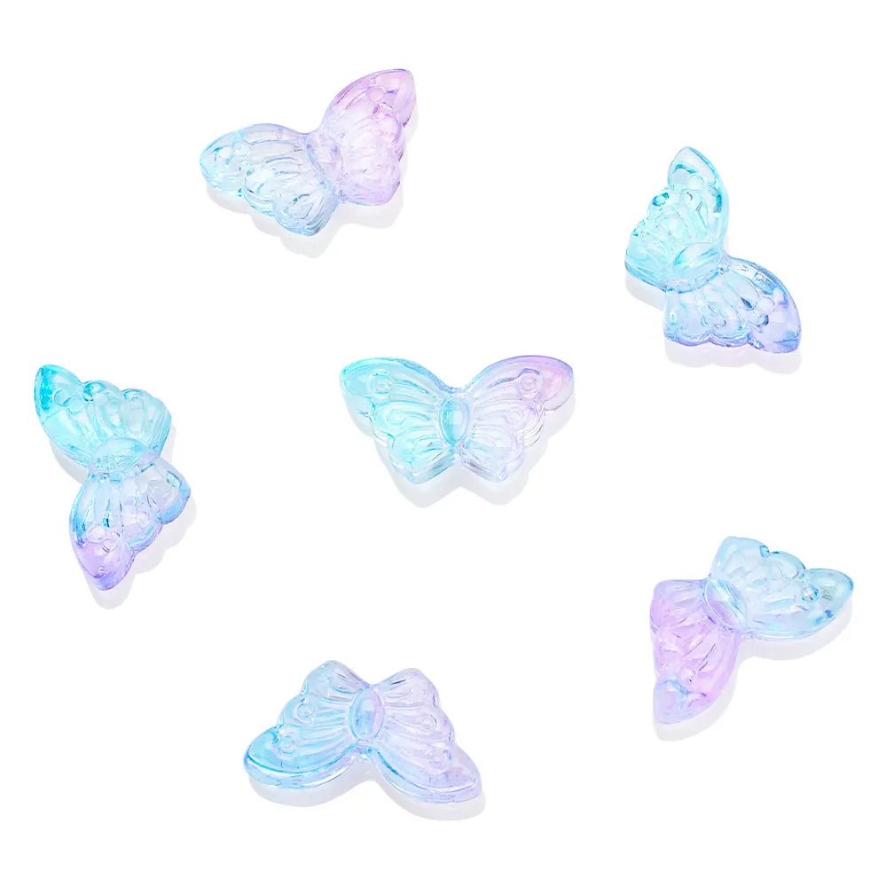 50 PCS/Package 8 * 15mm Hole 1~1.9mm Glass Butterfly Beads