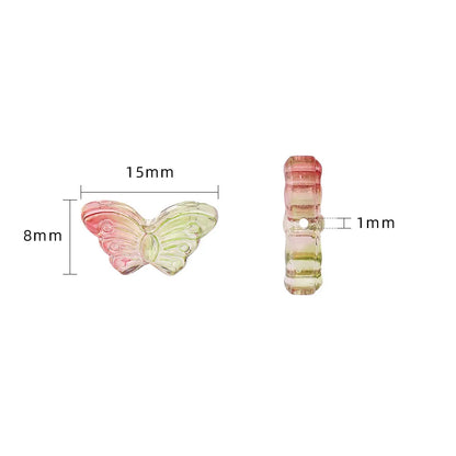 50 PCS/Package 8 * 15mm Hole 1~1.9mm Glass Butterfly Beads