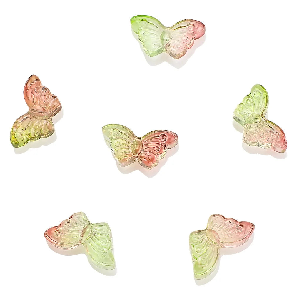 50 PCS/Package 8 * 15mm Hole 1~1.9mm Glass Butterfly Beads