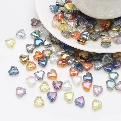 50 PCS/Package 8 * 8mm Hole 1~1.9mm Glass Heart Shape Beads