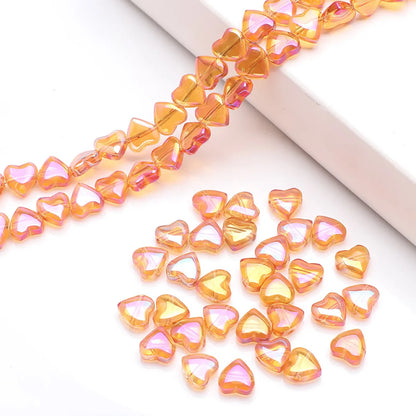 50 PCS/Package 8 * 8mm Hole 1~1.9mm Glass Heart Shape Beads