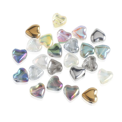 50 PCS/Package 8 * 8mm Hole 1~1.9mm Glass Heart Shape Beads