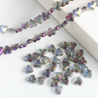 50 PCS/Package 8 * 8mm Hole 1~1.9mm Glass Heart Shape Beads