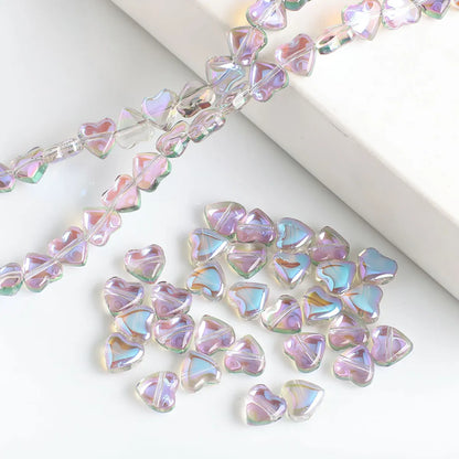 50 PCS/Package 8 * 8mm Hole 1~1.9mm Glass Heart Shape Beads