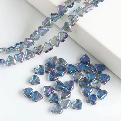 50 PCS/Package 8 * 8mm Hole 1~1.9mm Glass Heart Shape Beads