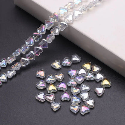 50 PCS/Package 8 * 8mm Hole 1~1.9mm Glass Heart Shape Beads