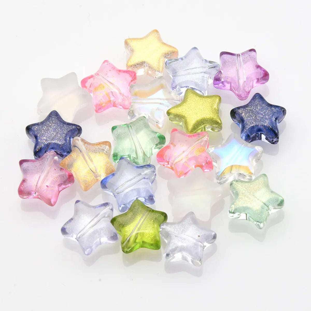 50 PCS/Package 10 * 10mm Hole 1~1.9mm Glass Star Beads