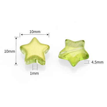 50 PCS/Package 10 * 10mm Hole 1~1.9mm Glass Star Beads