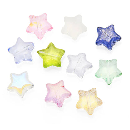 50 PCS/Package 10 * 10mm Hole 1~1.9mm Glass Star Beads