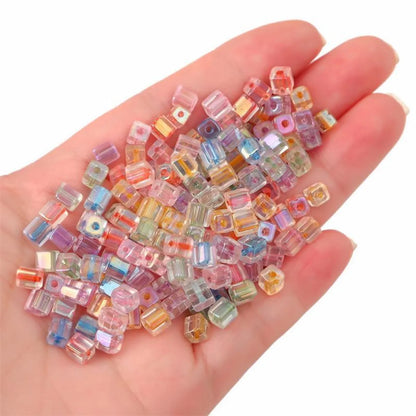 50 Pieces Glass Square Solid Color Beads