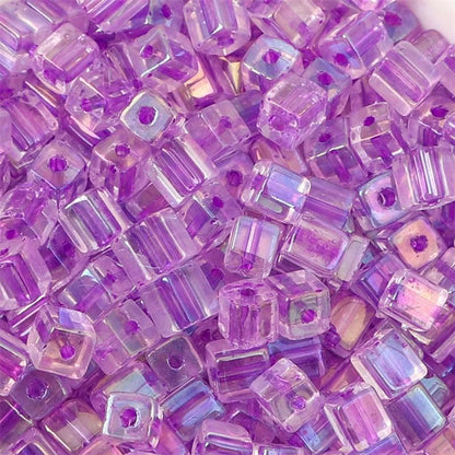 50 Pieces Glass Square Solid Color Beads